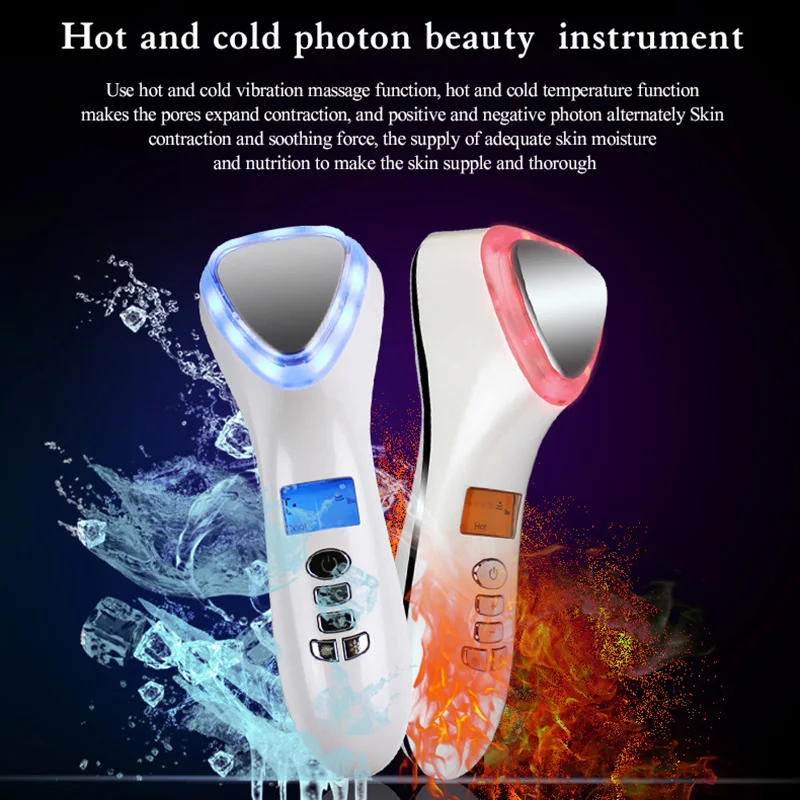 

Face Lifting Facial Massager Ultrasonic Cryotherapy Hot Cold Hammer Light Photon Skin Care Wrinkle Remover Beauty Machine XA73T