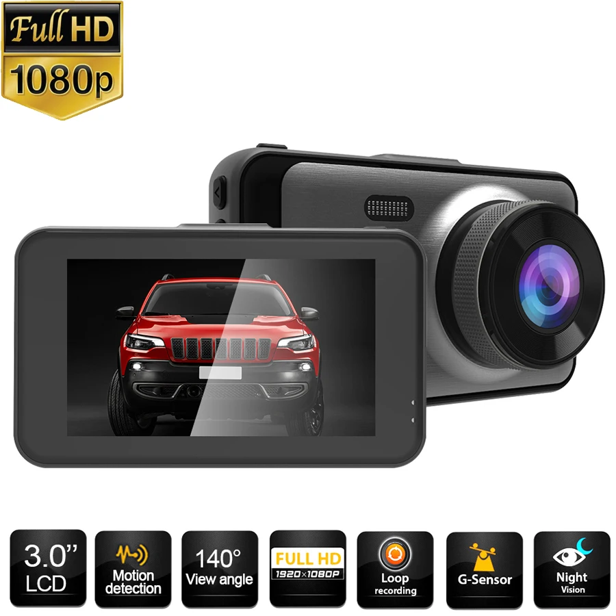 

Автомобильная мини камера anyket Автомобильный видео Регистраторы DVR Камера Full HD 1080P 140 градусов Dash Cam Двойной объектив G-Сенсор супер видеореги...