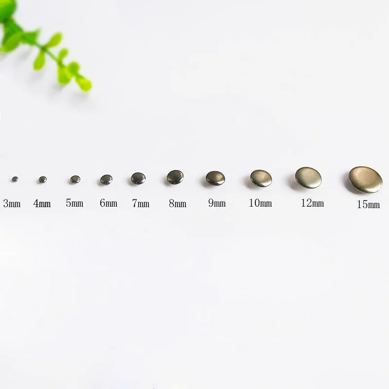 

100Pcs 3 to 12mm Round Rivet Metal Cap DIY Nailhead Spike Stud for Leather Belt Wallet Bag Shoe Clothes Decorative