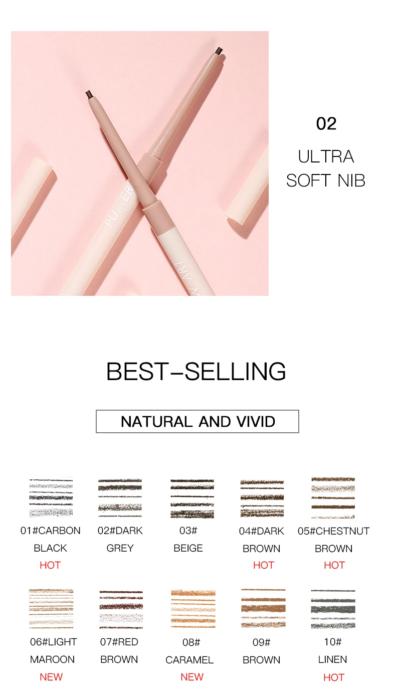 Двухголовая Супер тонкая кисть для бровей карандаш стойкий водонепроницаемый