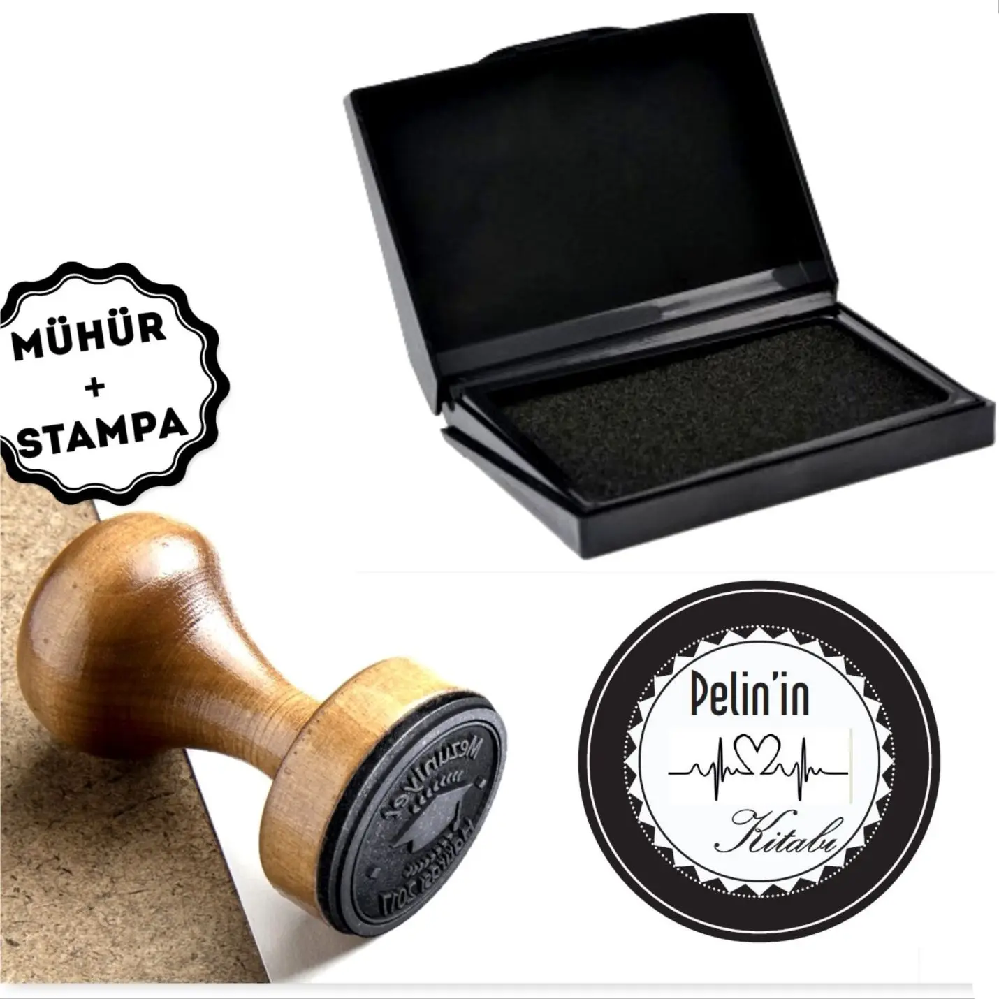 

Personalized Name Written Wood Book Seal-A112