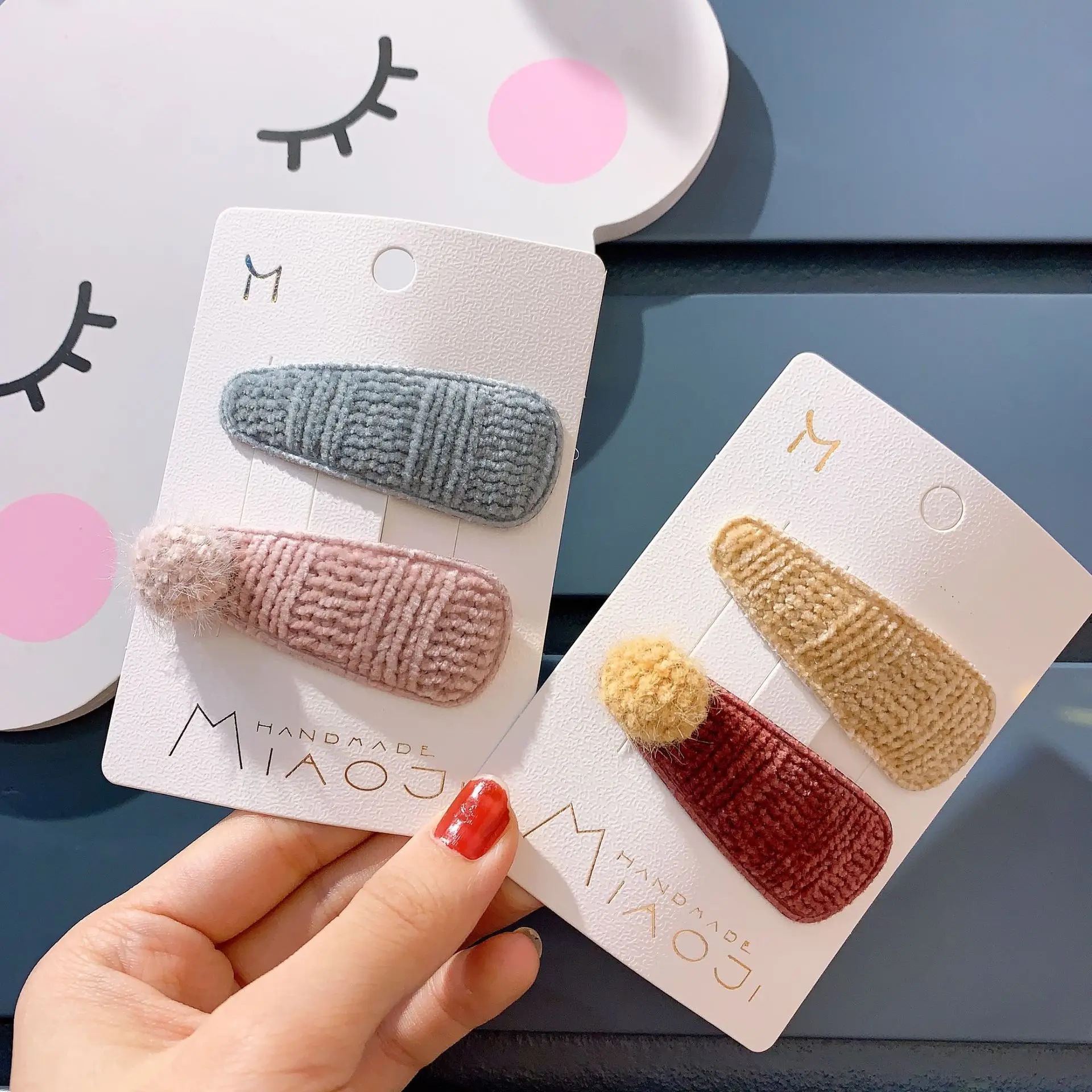 Корейский карамельный цвет плюшевая шерсть мех шпилька BB клипсы Модные женские осенне-зимние геометрические капли волос заколки для волос аксессуары