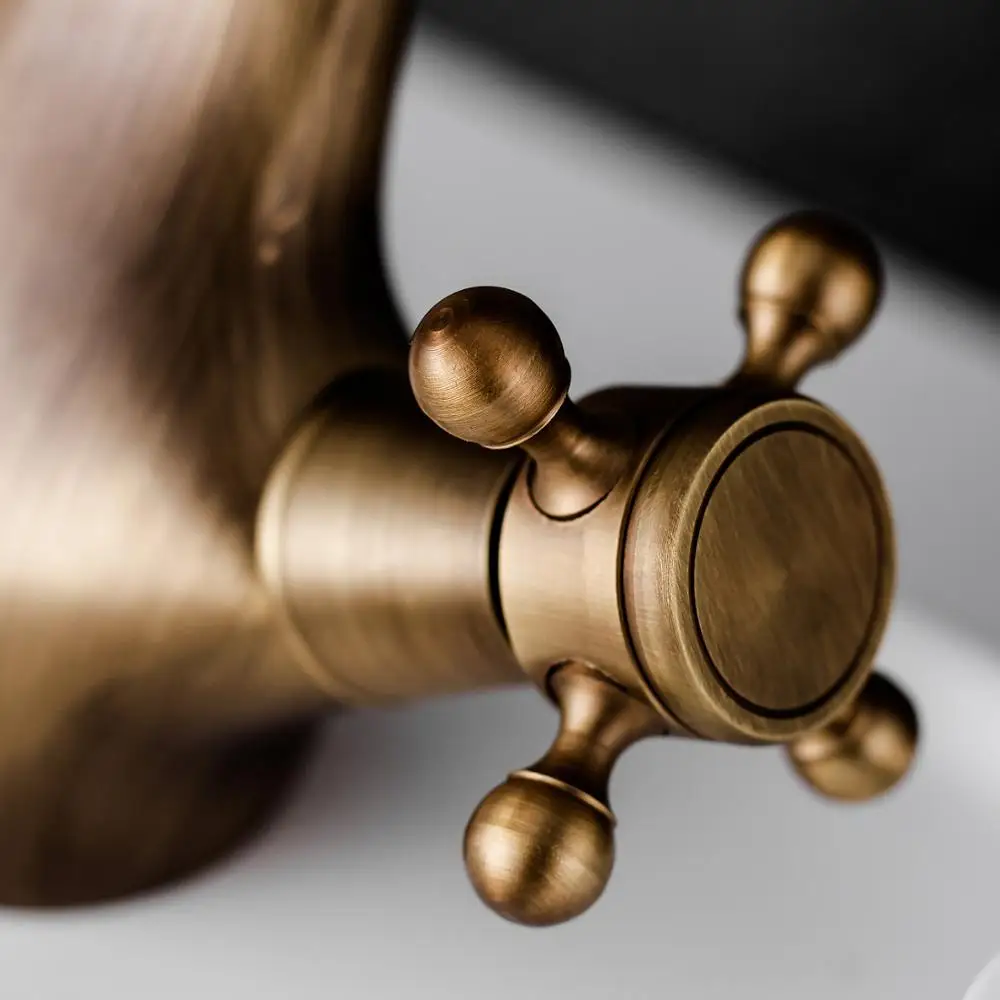 Латунный античный смеситель для кухни с двумя ручками кран раковины в ванную