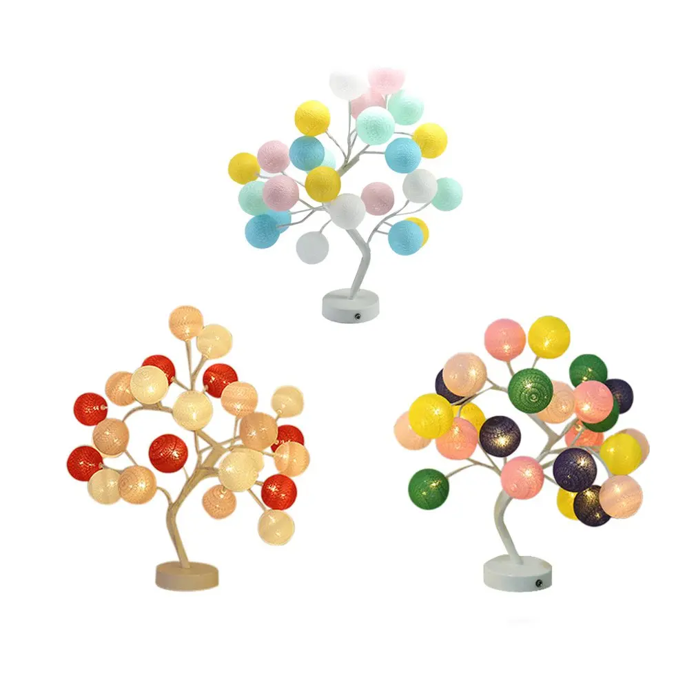 Led хлопковая свет шарового дерева Фонари прикроватная лампа Usb с принтом сердечки