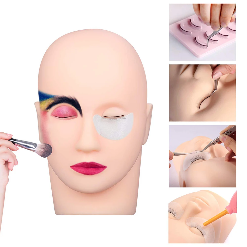 Massage Mannequin Head Flat Eye Facial Eyelash Eyelash Extension Makeup Practice Cosmetic Model Professional Training Heads Tool