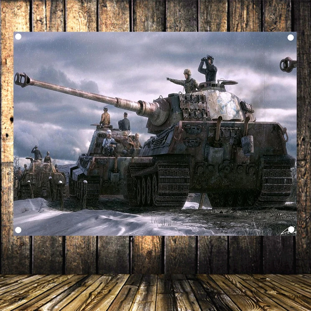 

Tiger Tank Armored Car Panzer WW II Wehrmacht Arms Poster Flag Banner Wall Art Canvas Painting Tapestry Stickers Wall Decor A2