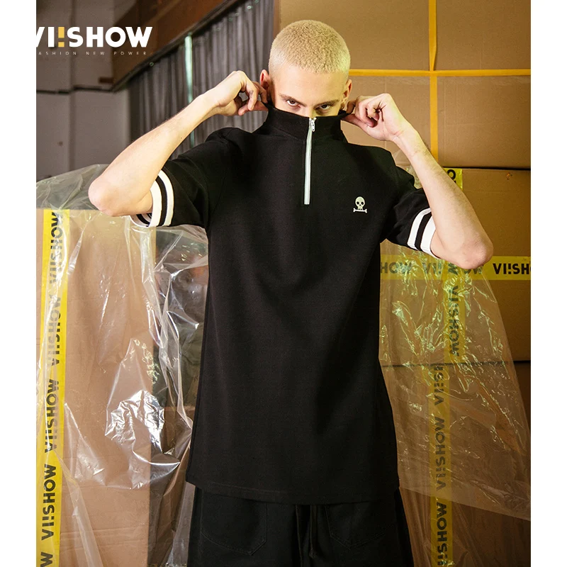 VIISHOW новинка рубашки поло Мужская брендовая одежда модные с вышивкой черепа