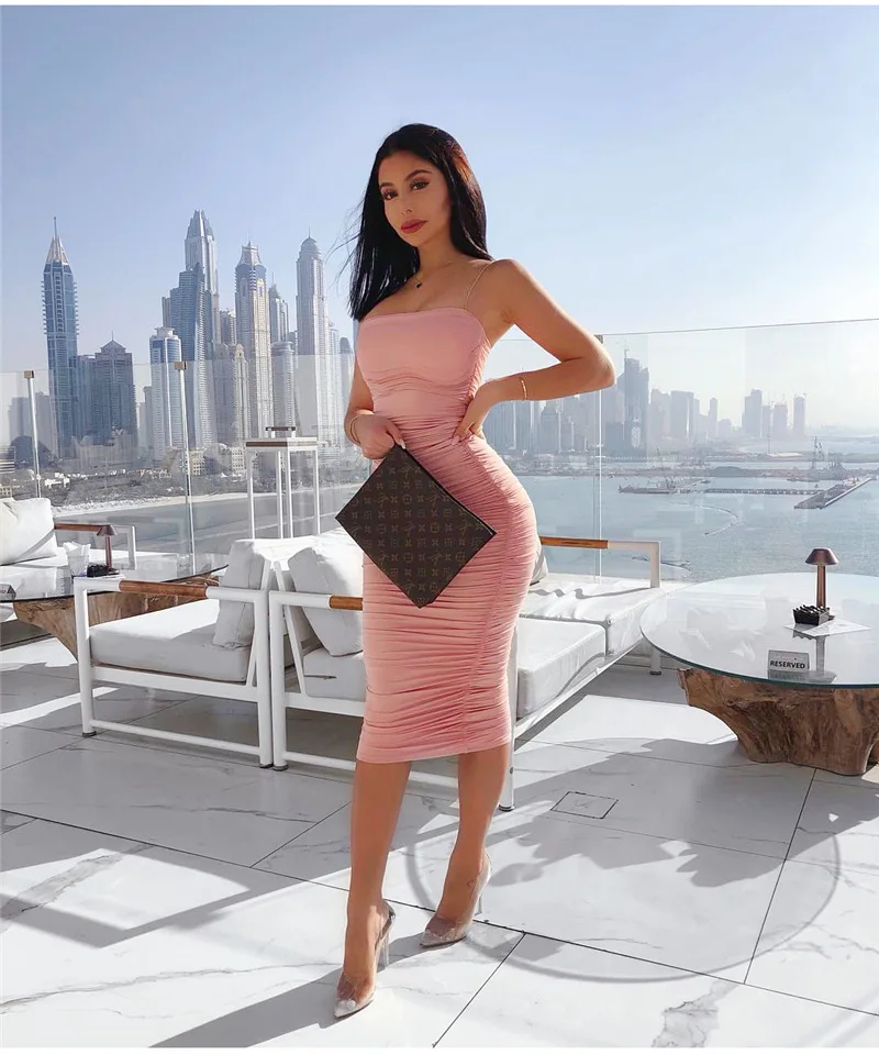 

Women's Fashion In Europe And America Wipes Bosom Fold Dress Party Dress Dress Sexy Condole Belt Spring Of 2021 The New