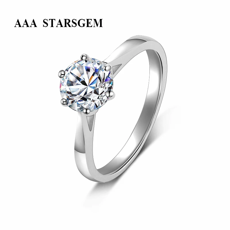 AAA Starsgem 925 Серебряное кольцо 0.5ct 1ct классический Стиль Ювелирные изделия с