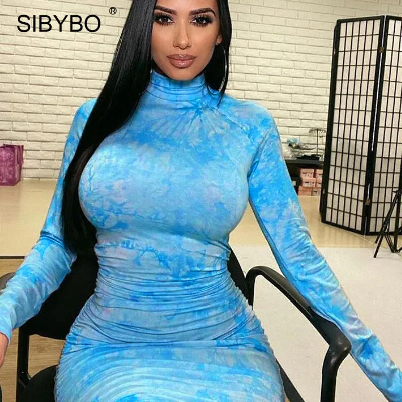 Женское длинное плиссированное платье SIBYBO летнее облегающее с высоким