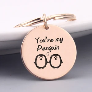 Rose gold Выгравированный You're Mmy penguin прекрасные цепочки для ключей Gifs для пар, брелоки для влюбленных, ювелирные изделия, модный держатель для ключей, брелок для ключей - Цвет: Rose gold