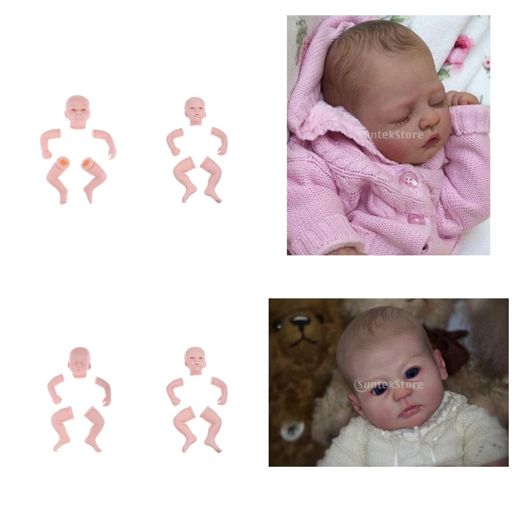 

2 Set 20 Inch Vinyl Reborn Doll Body Parts Head Arm Legs Molds 3D Eyes DIY