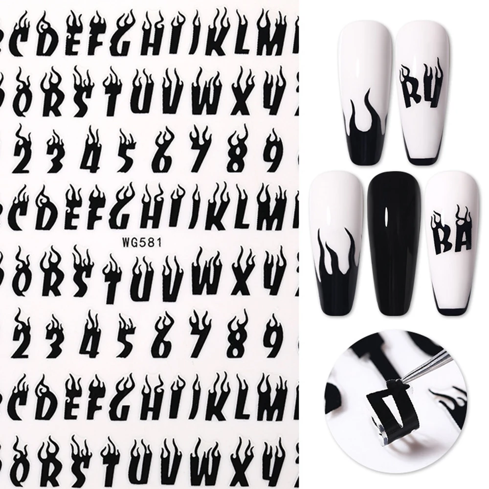 

1 шт Nail Art Стикеры пламя буквы цифры Шаблон Лазерная Фольга золотой и серебряный цвета "сделай сам" Стикеры s декора ногтей Маникюрный Инструм...