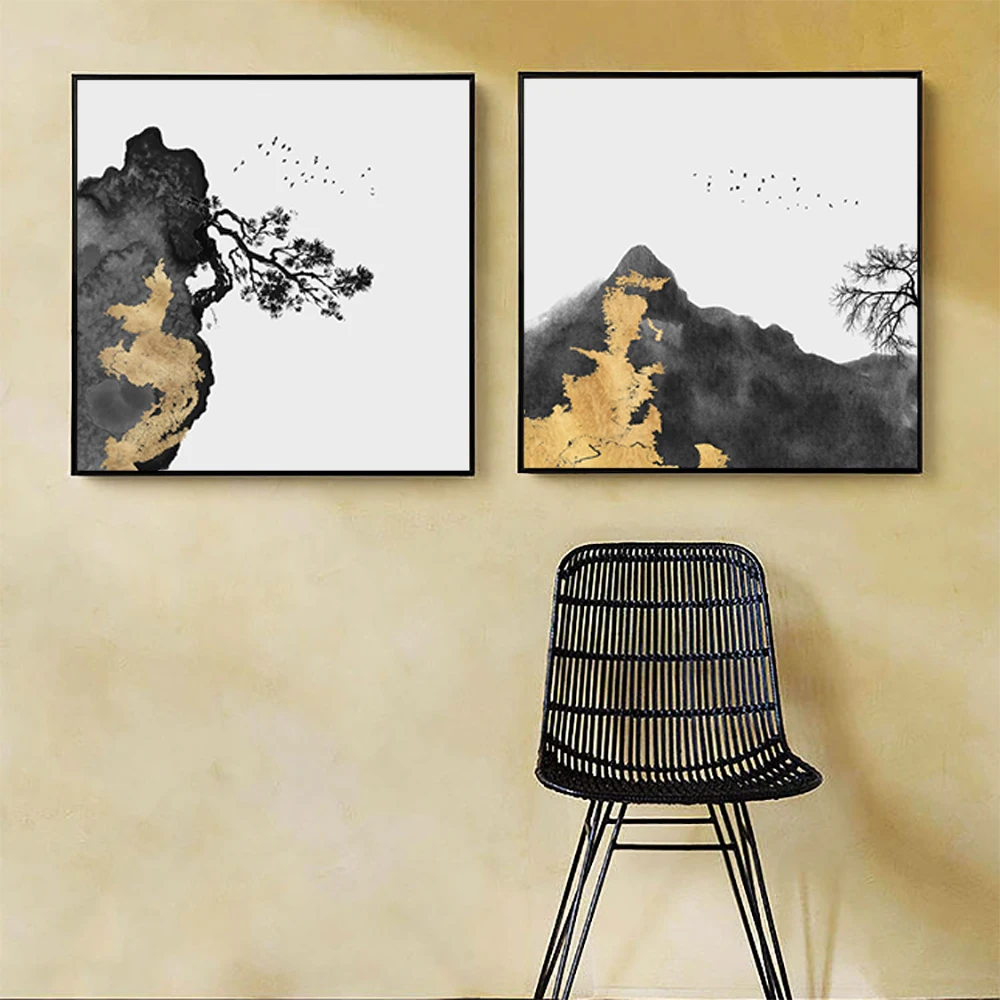 

Abstract Gold Luxury Posters Nordic Canvas Art Painting New Chinese Home Decor Wall Art Retro Print Living Room Vintage Minimali