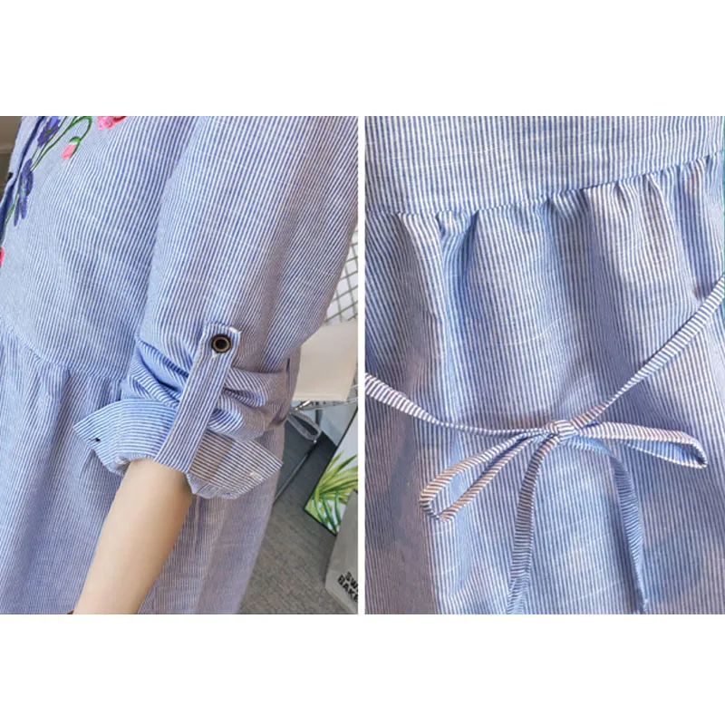 Платья для беременных с вышивкой Одежда Повседневное платье длинными рукавами