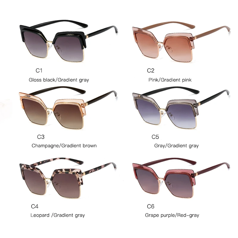 

Senta Women Sunglasses Square 6 Colors Gradient Lens PC+Metal Sun Glasses Eyewear Female Oculos De Sol UV400 Protection Eyeglass