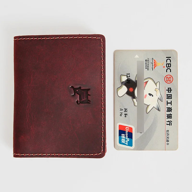 Винтажный кошелек ручной работы из натуральной кожи держатель для кредитных