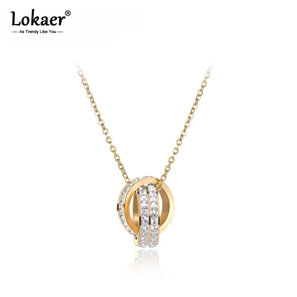 Lokaer модные ожерелья-Чокеры с двойными кольцами ПАВЕ Стразы золотой цвет женское