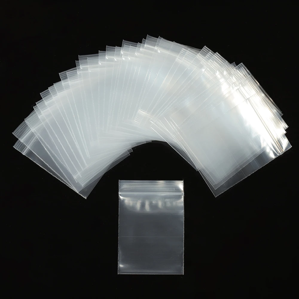 100pcs Transparent Self Sealing Zip Zipper Lock Plastic Bags 4*6/5*7/6*8/7*10cm Clear Ziplock Bags for Jewelry Packaging Bag