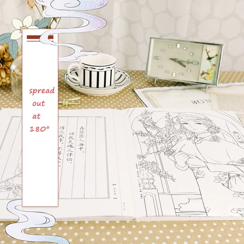 

Chinese Beauty Decompression Coloring Book Hand-painted Graffiti Coloring Line Drawing Set Hand-painted Ancient Style