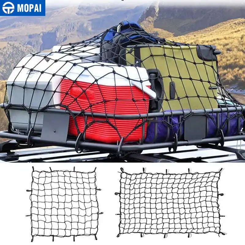 

MOPAI Universal SUV Truck Trailer Elastic With Hook Baggage Net Car Roof Racks Cargo Net Luggage Cord Cargo Net Car Accessories