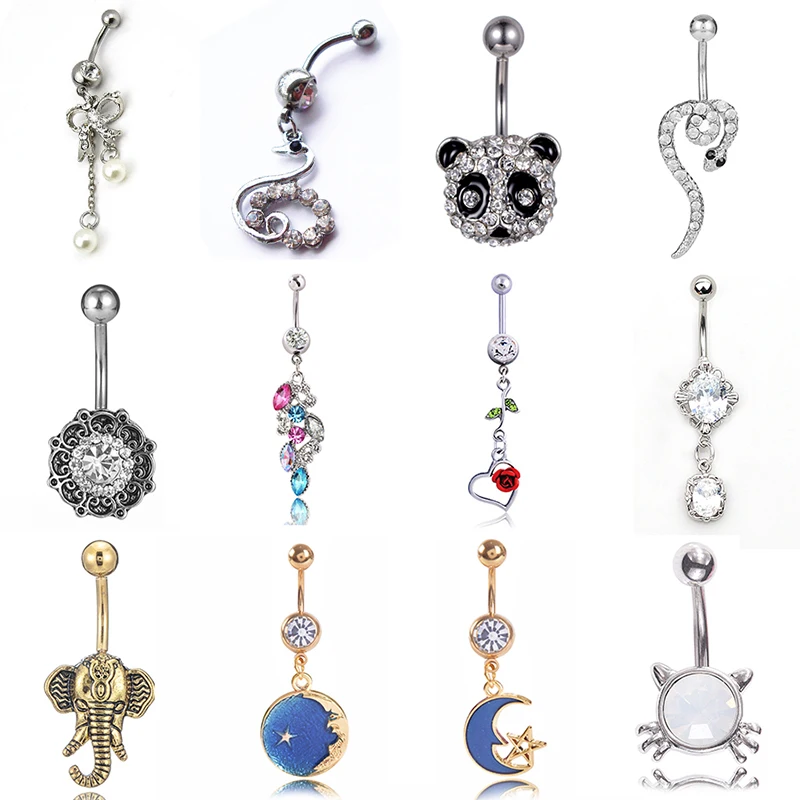 2019 Романтика голубое звездное небо Луна Звезда Кулон Кольцо-пирсинг для пупка