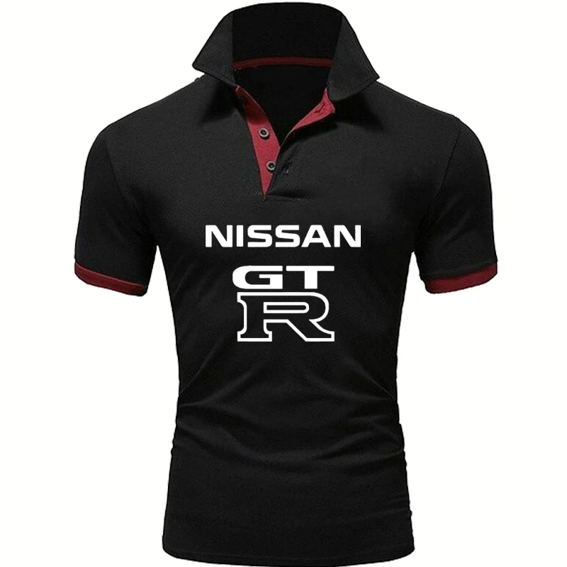 

Рубашка-поло GTR мужская с принтом логотипа машины, Повседневная тенниска из хлопка, майка с короткими рукавами, лето