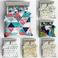 simle geometric print stripe bed cover set kid boy girl duvet cover adult child and pillowcases plants comforter bedding set