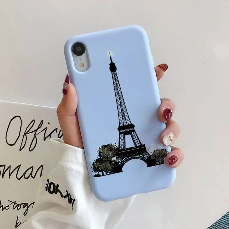 

Eiffel Tower Phone Case for iphone 11 Pro Max X XS Max XR Candy Color Soft Cover For iPhone 7 8 6 6S Plus Funda Cases