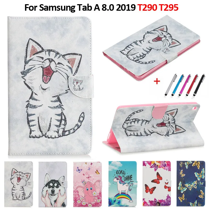 Чехол для samsung Galaxy Tab A 8,0 SM-T290 T295 милый кот Единорог щенок бабочка чехол для планшета Galaxy Tab A 8,0 чехол