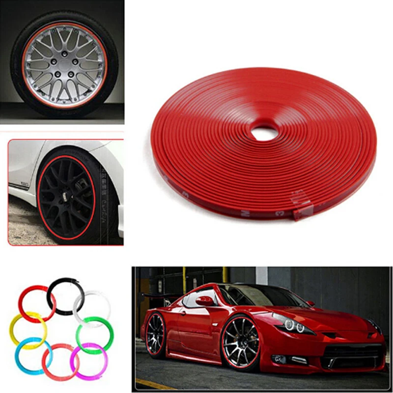 

8m Car Wheel Protector Hub Sticker Car Decorative Strip Car Wheel Rim / Tire Protection Care Covers Car-styling Rings