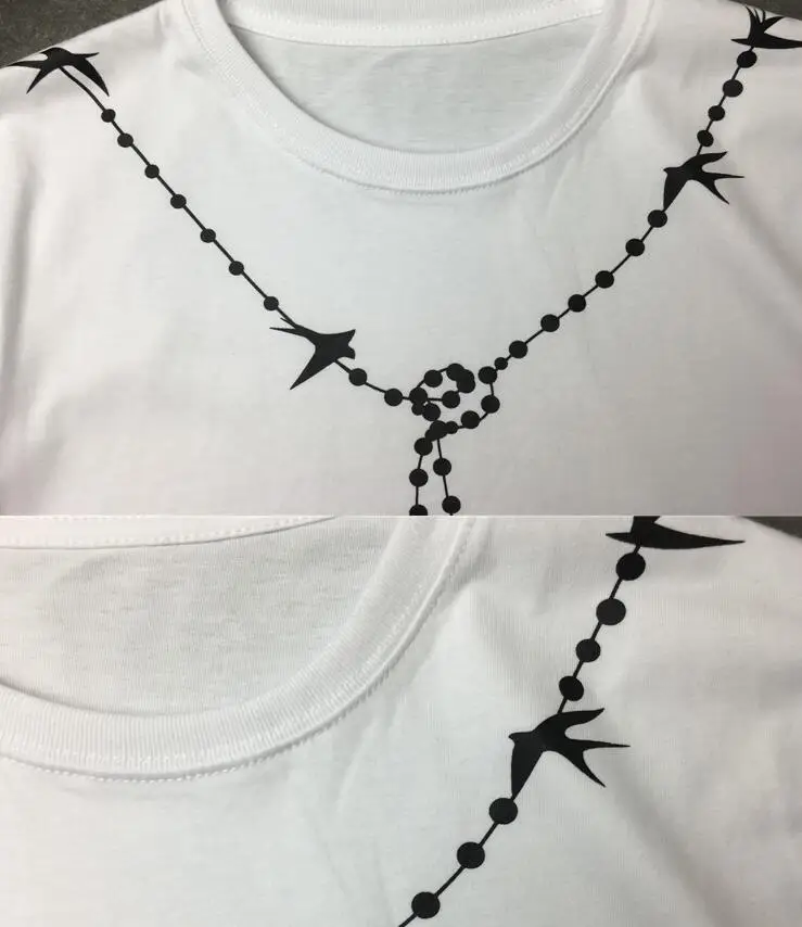 

New High 19ss Men Swallow necklace T Shirts T-Shirt Hip Hop Skateboard Street Cotton T-Shirts Tee Top kenye #B25