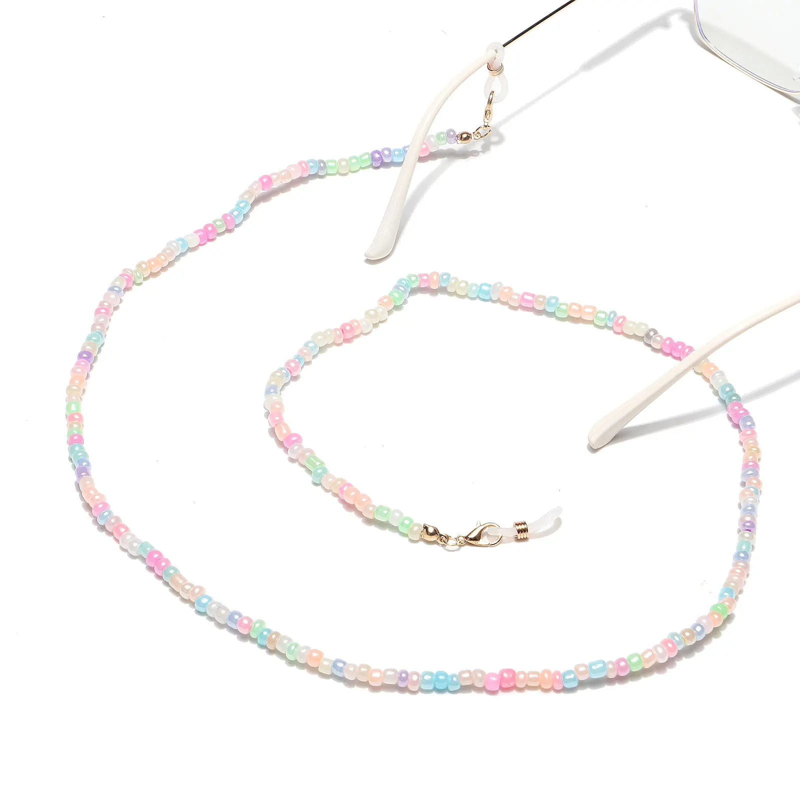 

Fashion Glass Multicolor Beads Chains Glasses Neck Strap Lariat Lanyard Necklace Anti Slip Mask Chains DIY Women Girls Jewelry