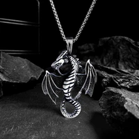 new retro flame dragon punk pendant necklace fashion mens song of ice and fire pterodactyl pendant jewelry