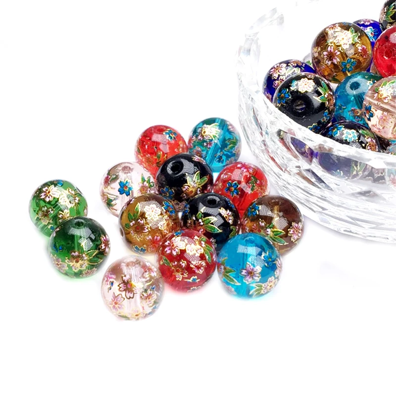 5 шт./лот стекло Япония живопись Винтаж Японский цветной рисунок бусины круглое
