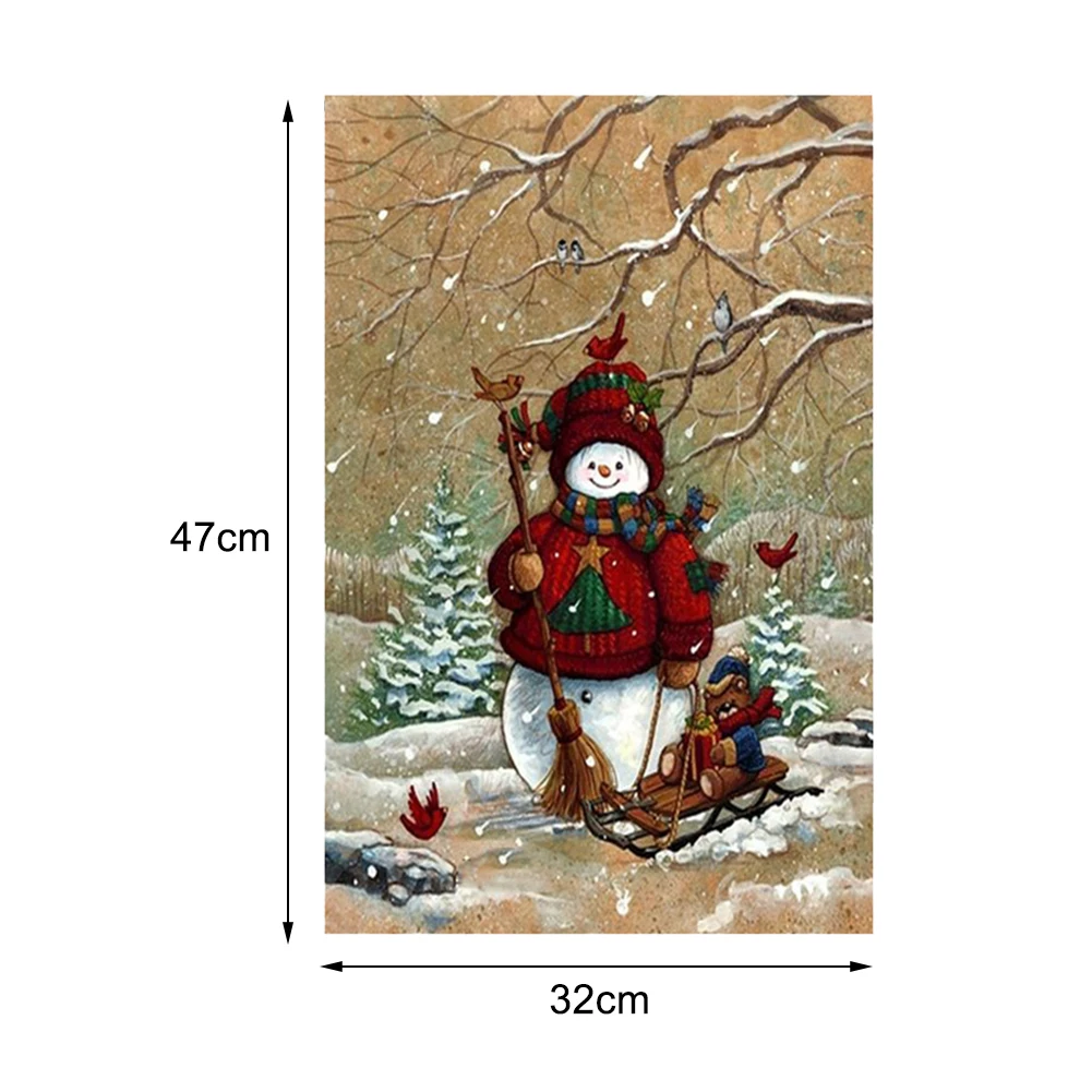 Снеговик сад флаги деревенский Рождество мешковины двухсторонние наружные