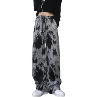 streetwear tie dye womens pants jogging wide trousers female street korean style high elastic waist plus size spring autumn