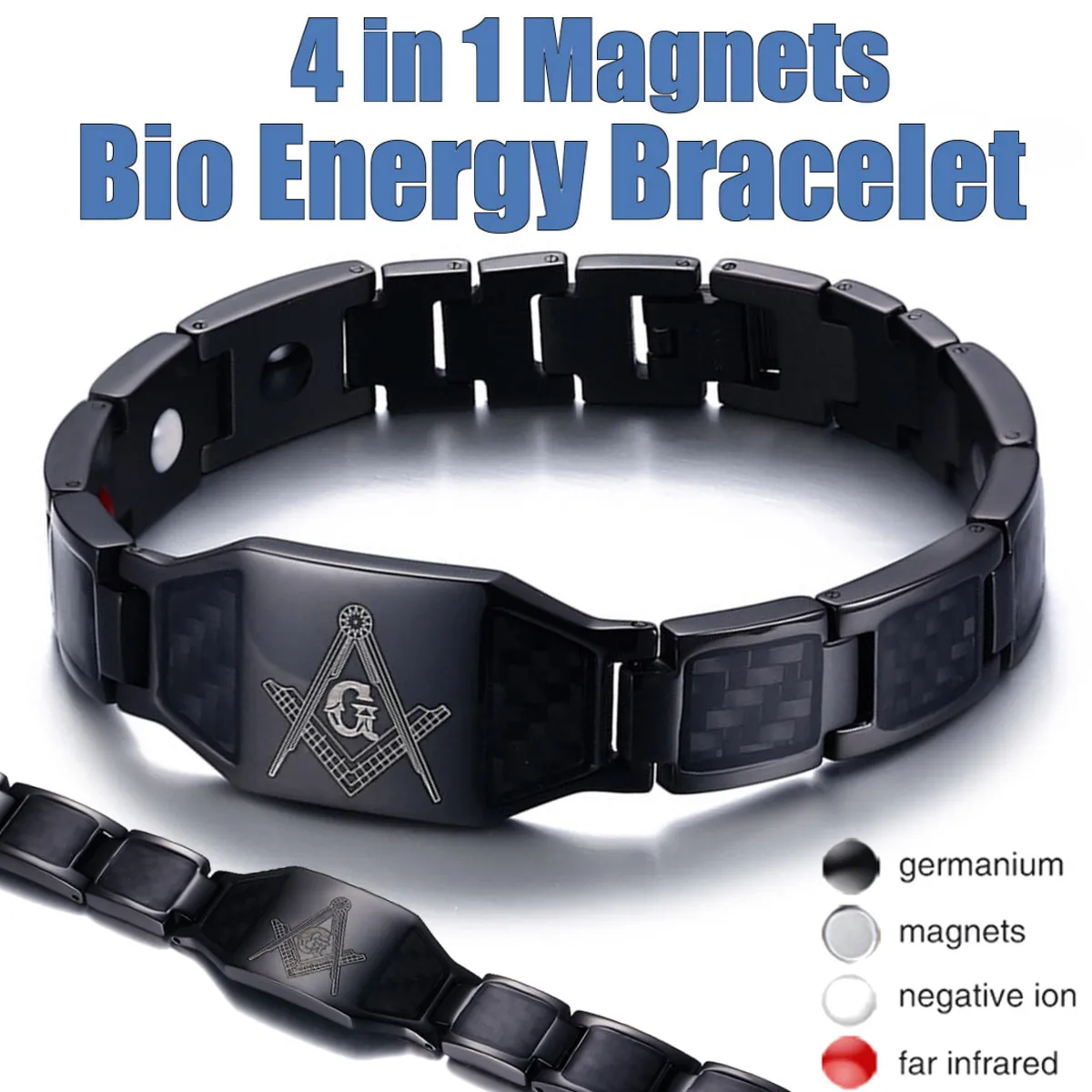 4 в 1 Мужской стальной браслет с магнитной терапией био магнитный для здоровья