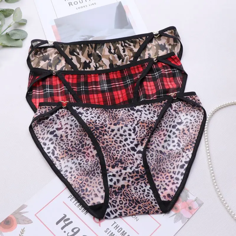 Сексуальное тонкое мягкое дышащее ледяное шелковое леопардовое нижнее белье