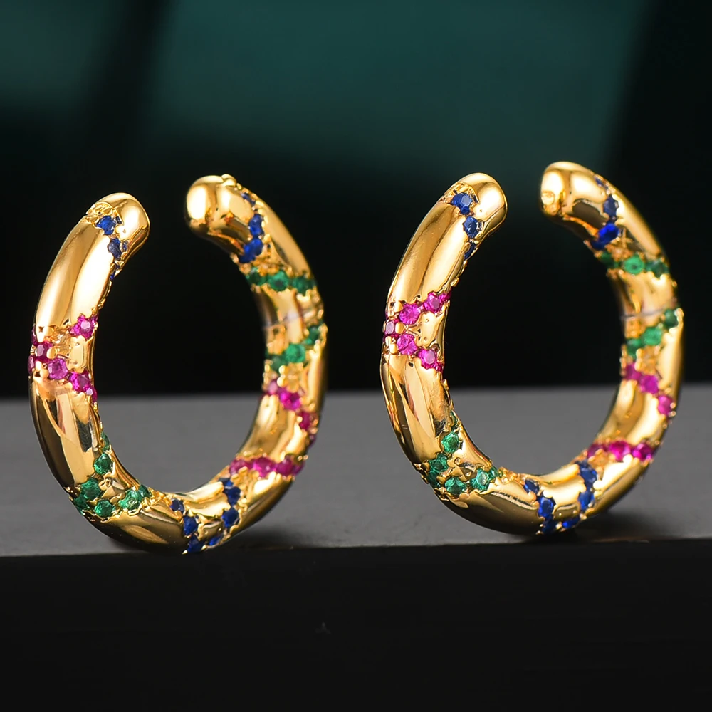 GODKI 2020 Роскошные благородные круглые серьги-клипсы с фианитами для элегантных