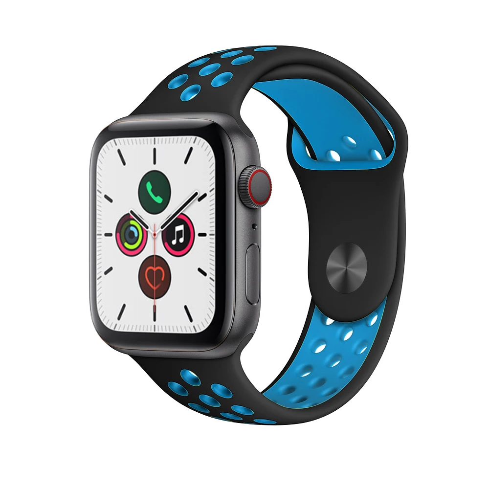 Силиконовый ремешок для apple watch 5 4 band correa apple watch 44 мм 40 мм 42 мм 38 мм iwatch 5 4 3 2 1 спортивный браслет на запястье - Цвет ремешка: Black light blue