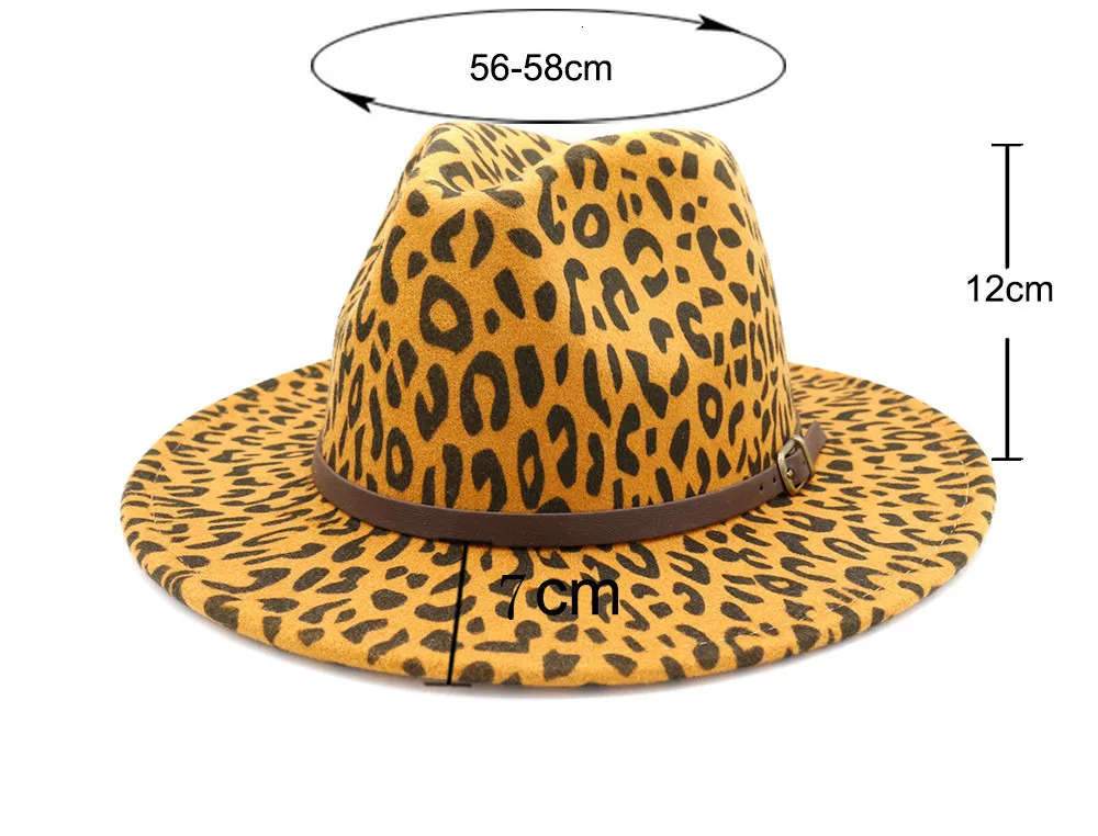 Шляпа фетровая женская зимняя с широкими полями твидовая шапка леопардовым