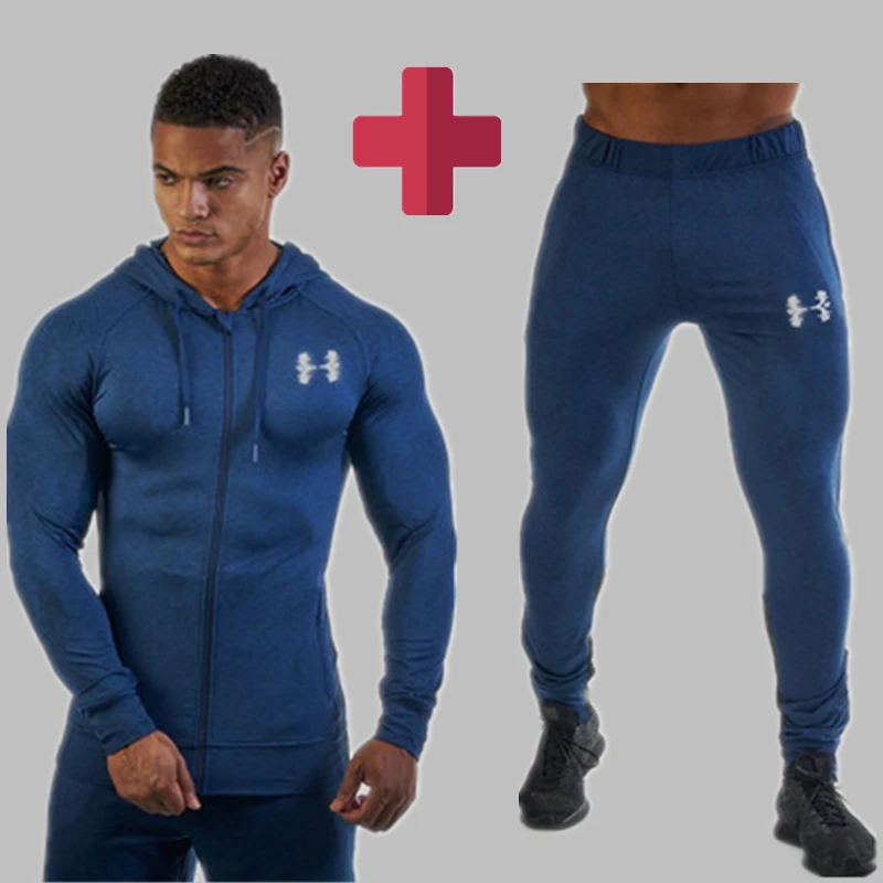 

gyms men Spring Set Men's Fashion Sportswear Tracksuits Sets Men's Bodybuilding Hoodies+Pants casual fitness Outwear Suits men