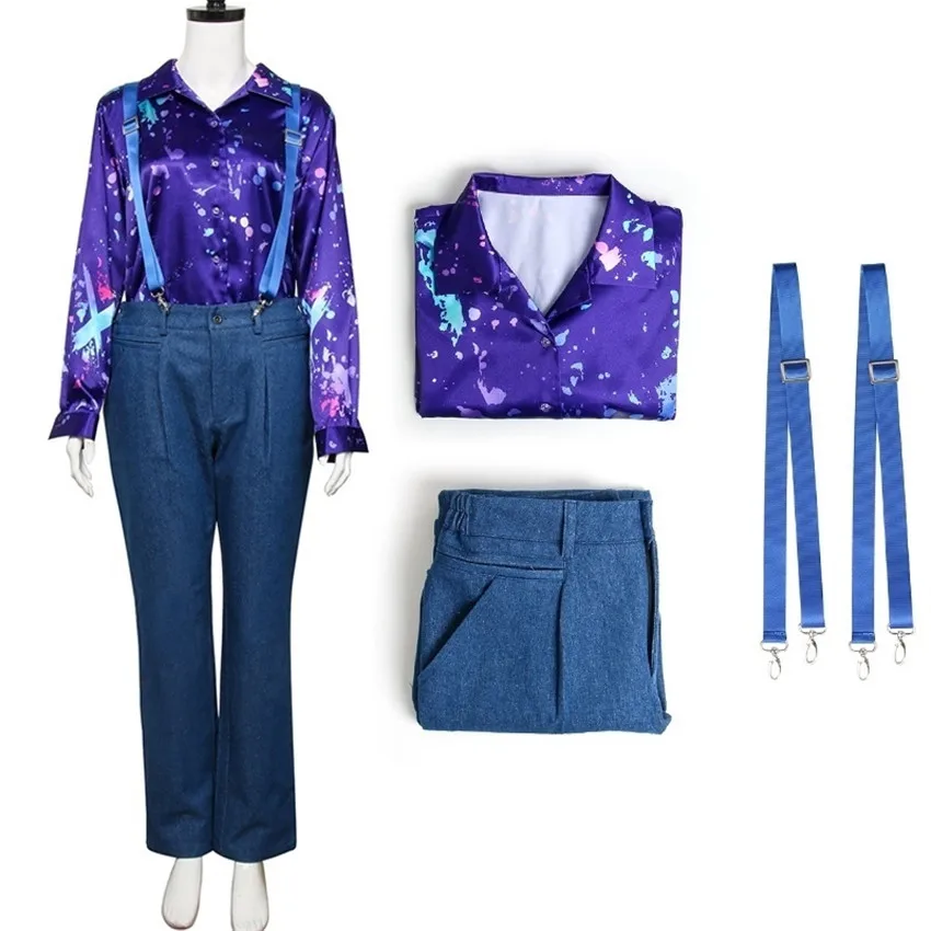 

Eleven Cosplay For Stranger Things Season 3 Long Sleeve Printed Shirt Strap Pants Halloween Women Adult Girls Party Costume