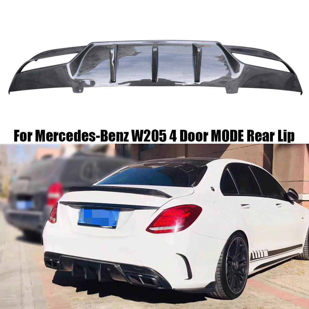 

For Mercedes Benz C Class W205 4 Doors Real Carbon Fiber Rear Bumper Diffuser MODE Type Real Lip Auto Parts