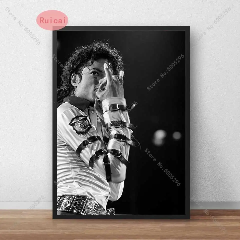Постер Майкла Джексона звездного певица настенное искусство черно-белая картина