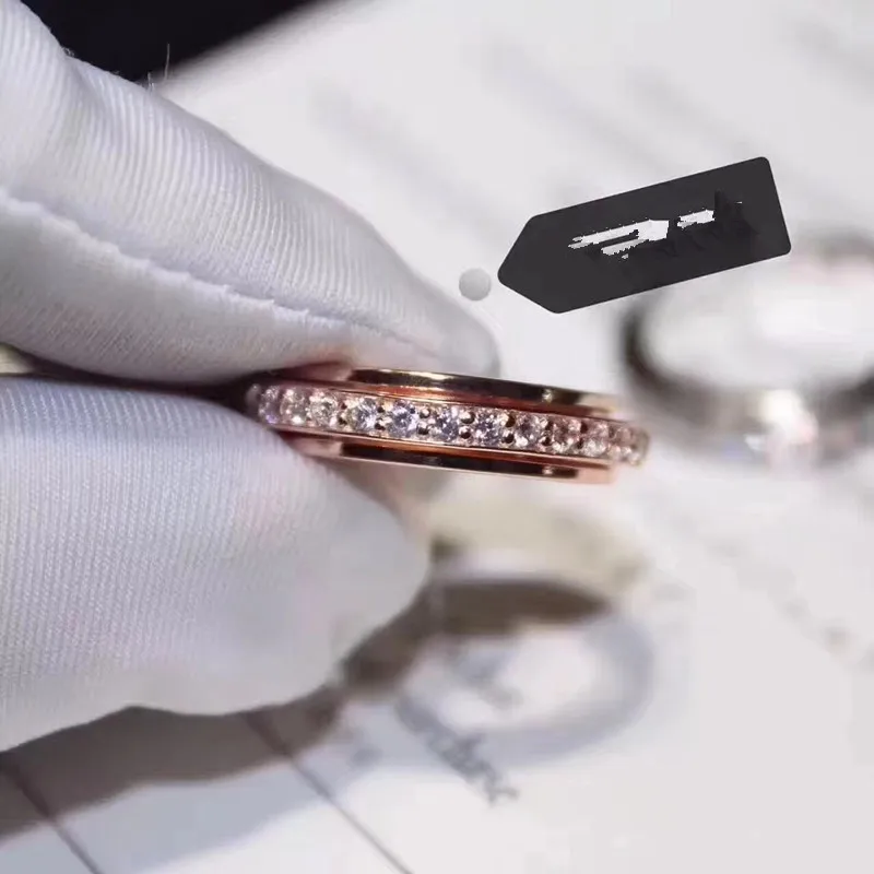 От известного бренда один слой Циркон с вращающимся кольцом Модные 925 серебро