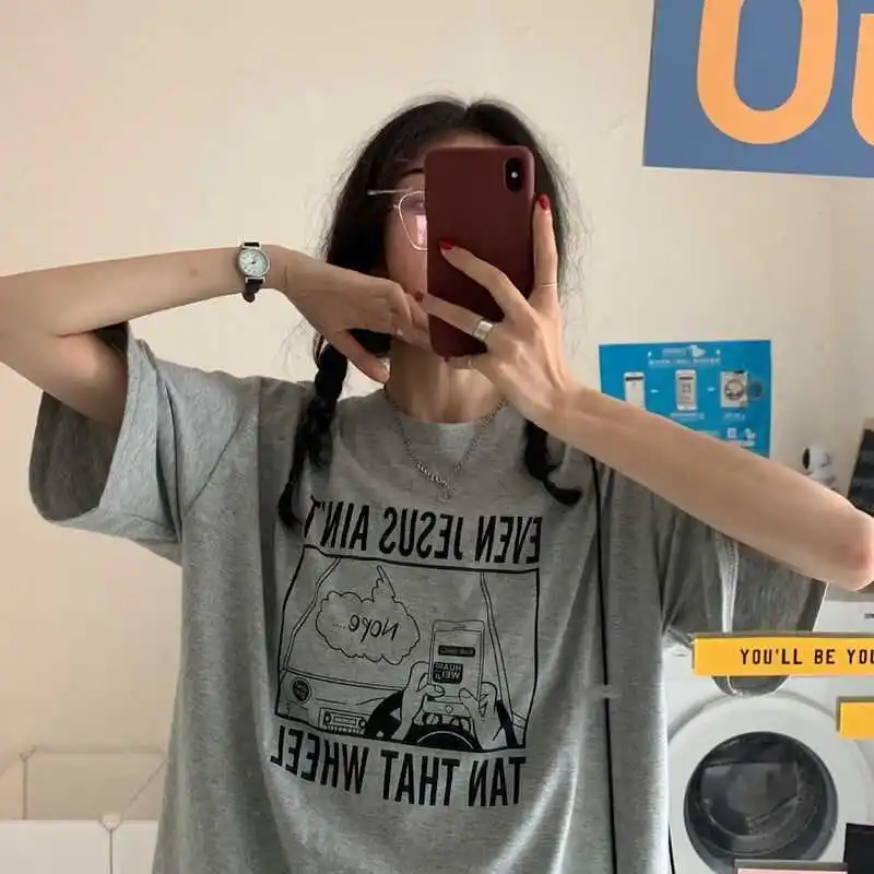 

2021 summer new ins super fire short sleeve T-shirt for female students