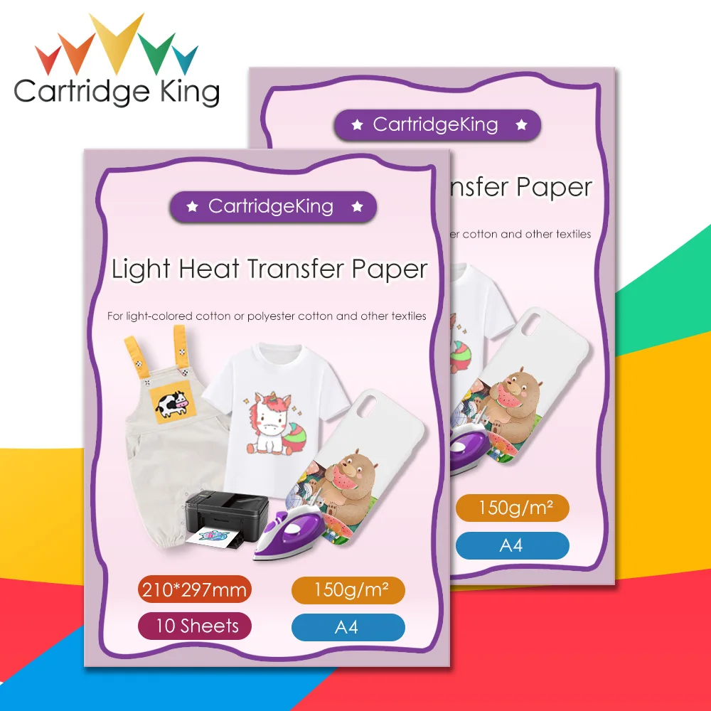 10 листов цветной бумаги A4 для печати на футболках хлопковая ткань струйном