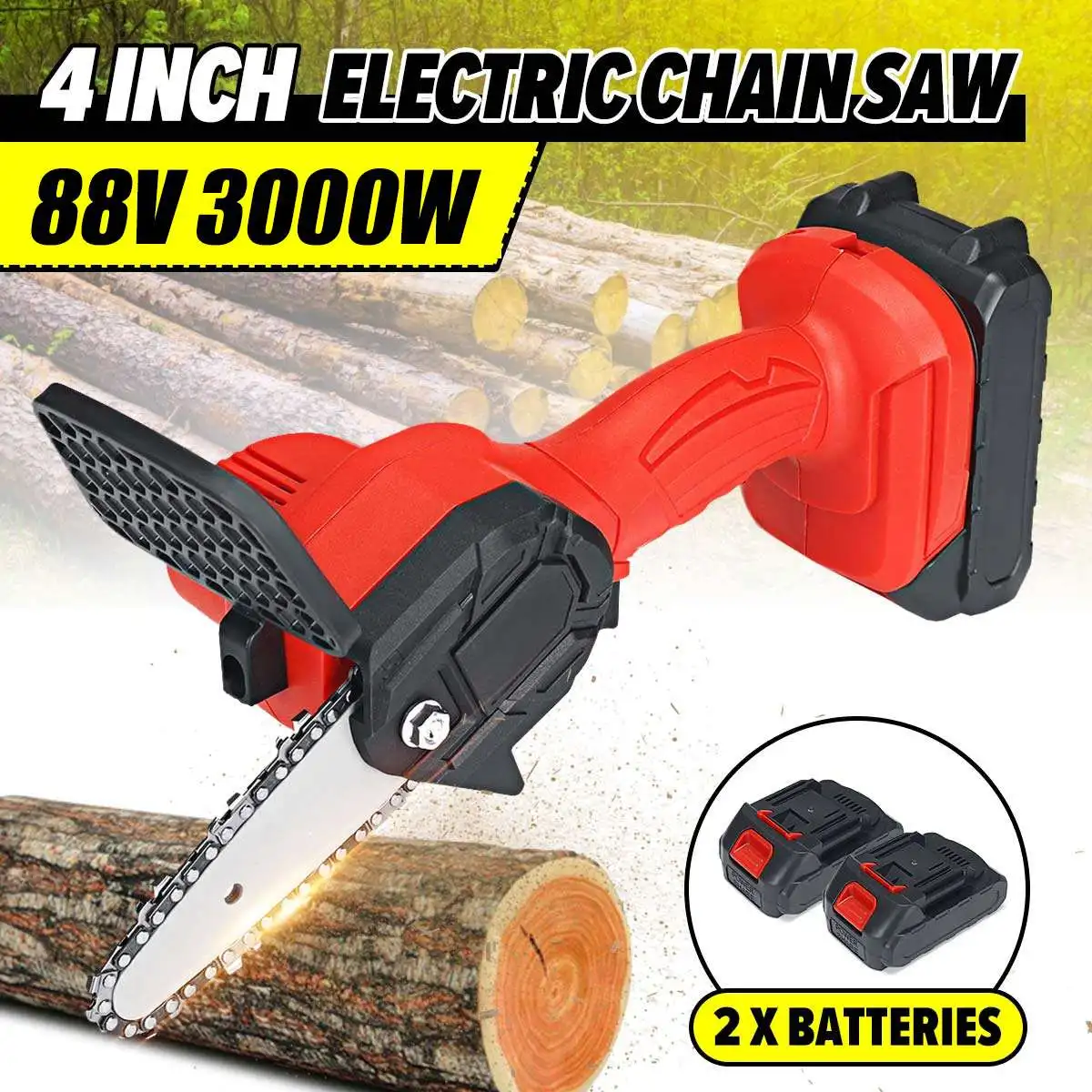 

88VF 4 Inch Mini Electric Saw Chainsaw Garden Tree Logging Saw Woodworking Tools Wood Cutters For Makiit 18V Battery